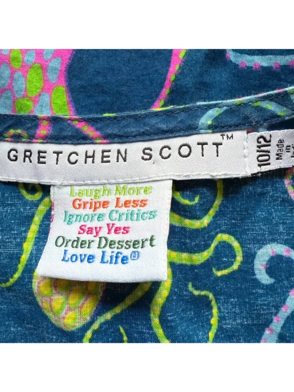 Gretchen Scott Girl Size 10/12 Blue Octopus Cotton Tunic Top Beach Coverup Dress